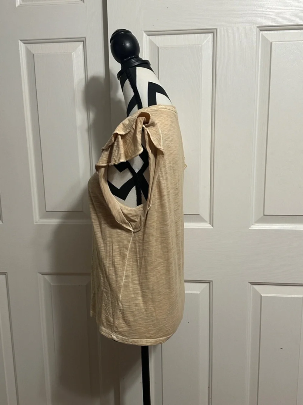 Veronica Beard Light Beige Flutter Sleeve Tee - Picture 2 of 5